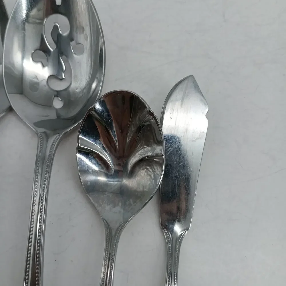 5X Serving TOWLE Supreme STUART SHELL Stainless Spoons Fork Spreader Sugar